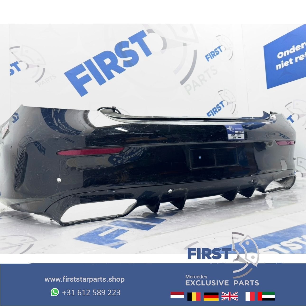 C205 C63 AMG ACHTERBUMPER zwart wit grijs Mercedes C Klasse, Arrière, Utilisé, -, -