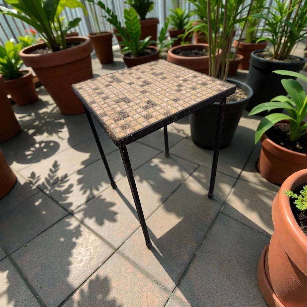 Vintage mozaîek plantentafeltje / tegeltafeltje, Ophalen