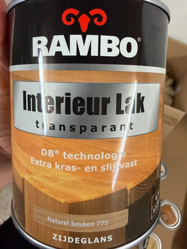 Rambo interieurlak naturel beuken 0,75liter, Ophalen of Verzenden, Nieuw, Hout, Transparant