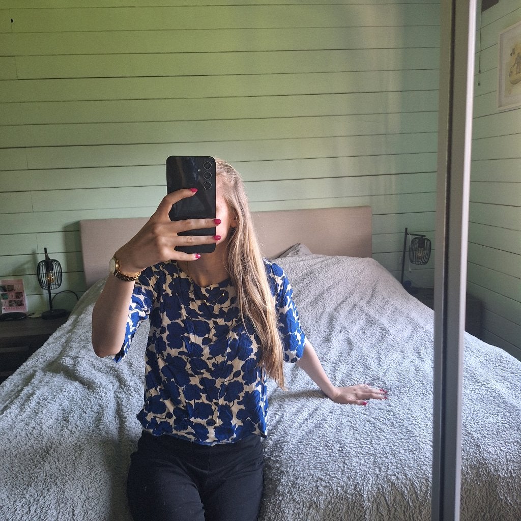 Vrolijk blousje maat 34, Ophalen, H&M, Blauw, Zo goed als nieuw