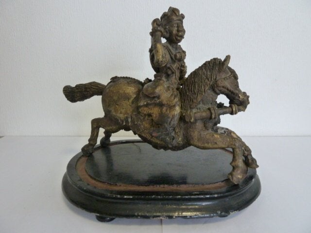 Beeld van krijger en paard (Tribal art) in brons 5kg, Antiek en Kunst, Antiek | Brons en Koper, Ophalen of Verzenden, Brons