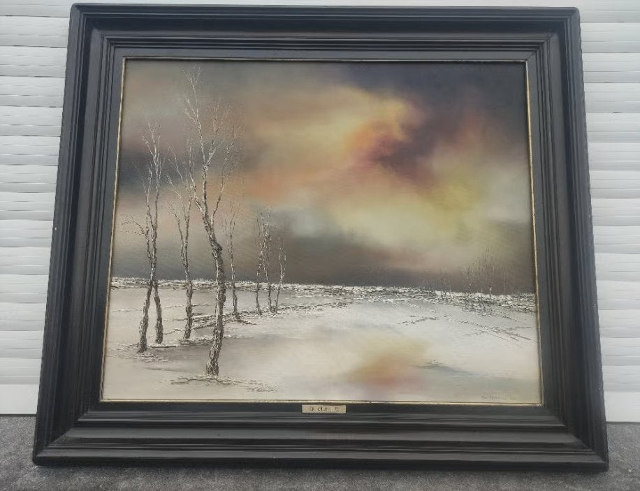 huile sur toile paysage enneige signe de jonghe luc, Enlèvement ou Envoi, Paysage, Toile