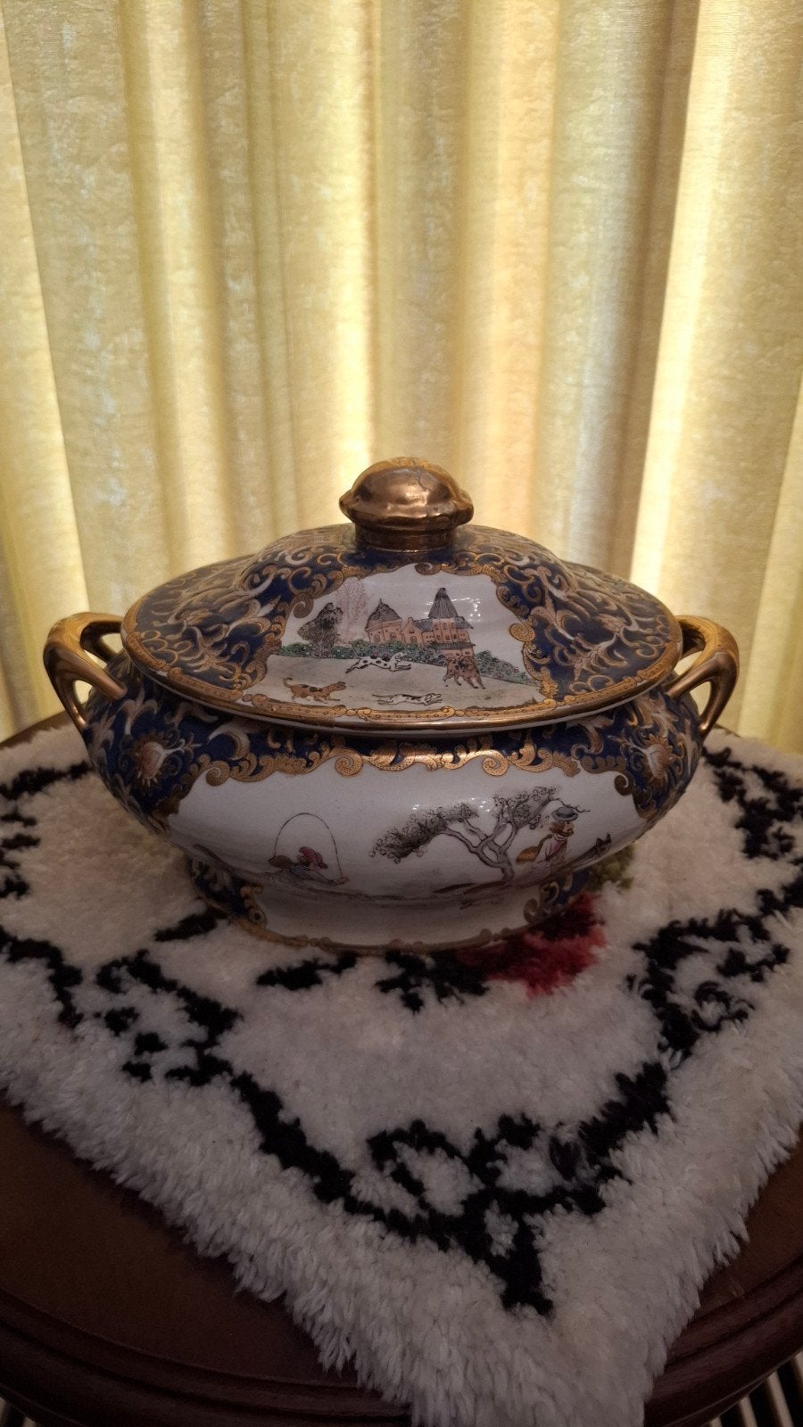 Grote Vintage Handgeschilderde Porseleinen Terrine, Ophalen