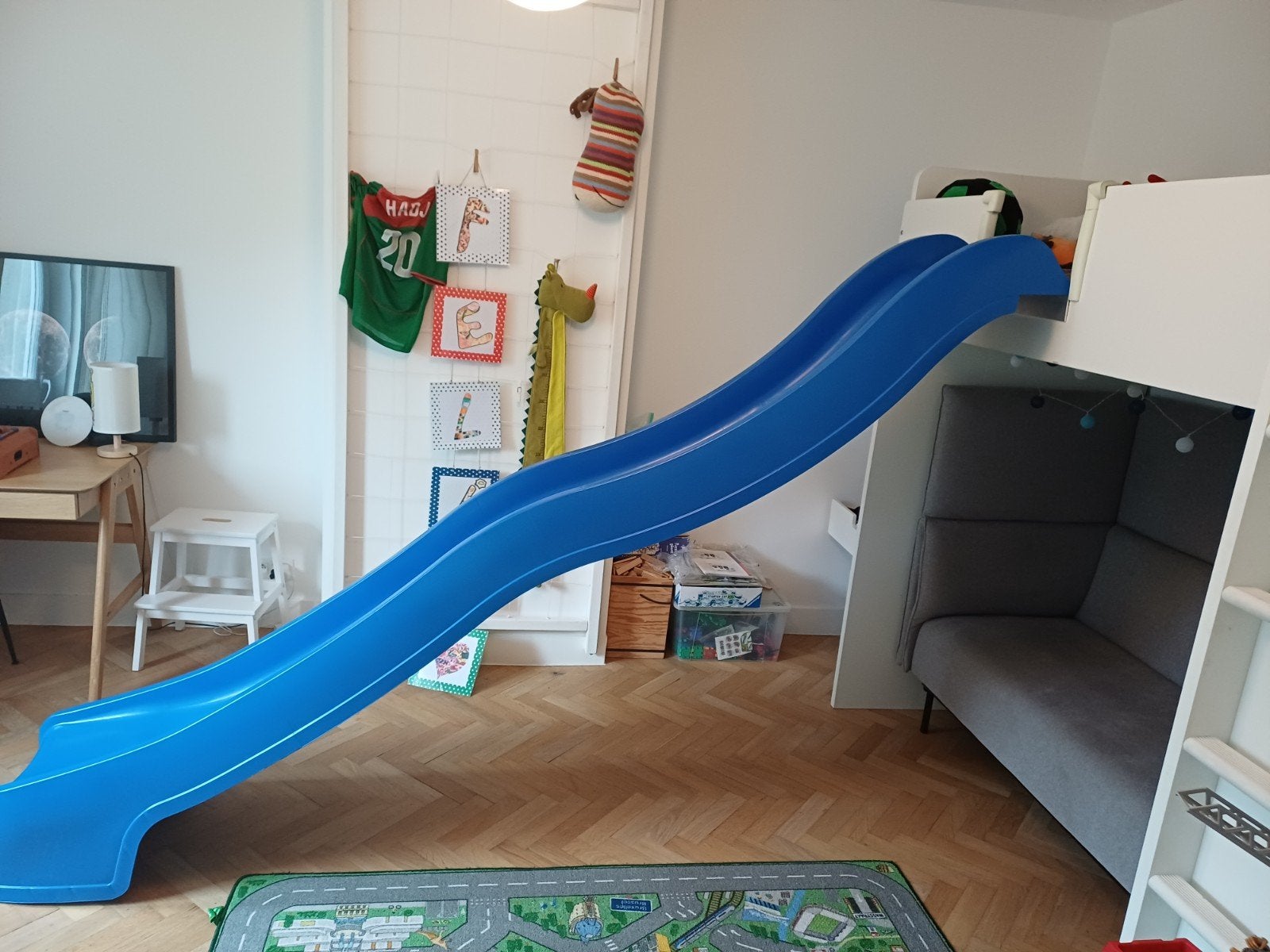 Lit pour enfant Ikea Smasstad avec toboggan, Enlèvement, Utilisé, Lit mezzanine