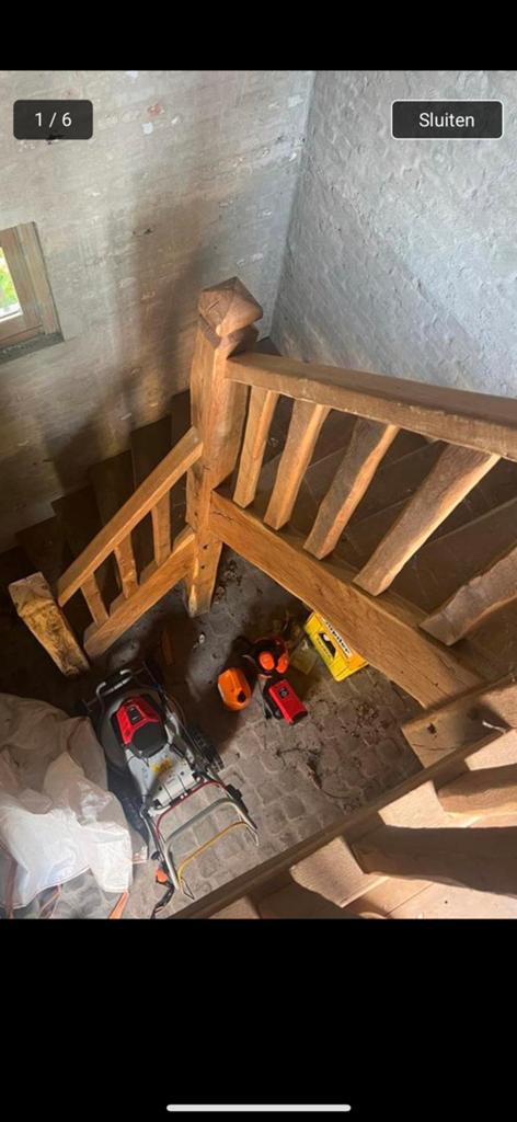Eiken trap met ballustrade, Doe-het-zelf en Bouw, Ladders en Trappen, Ophalen, Zo goed als nieuw, Trap