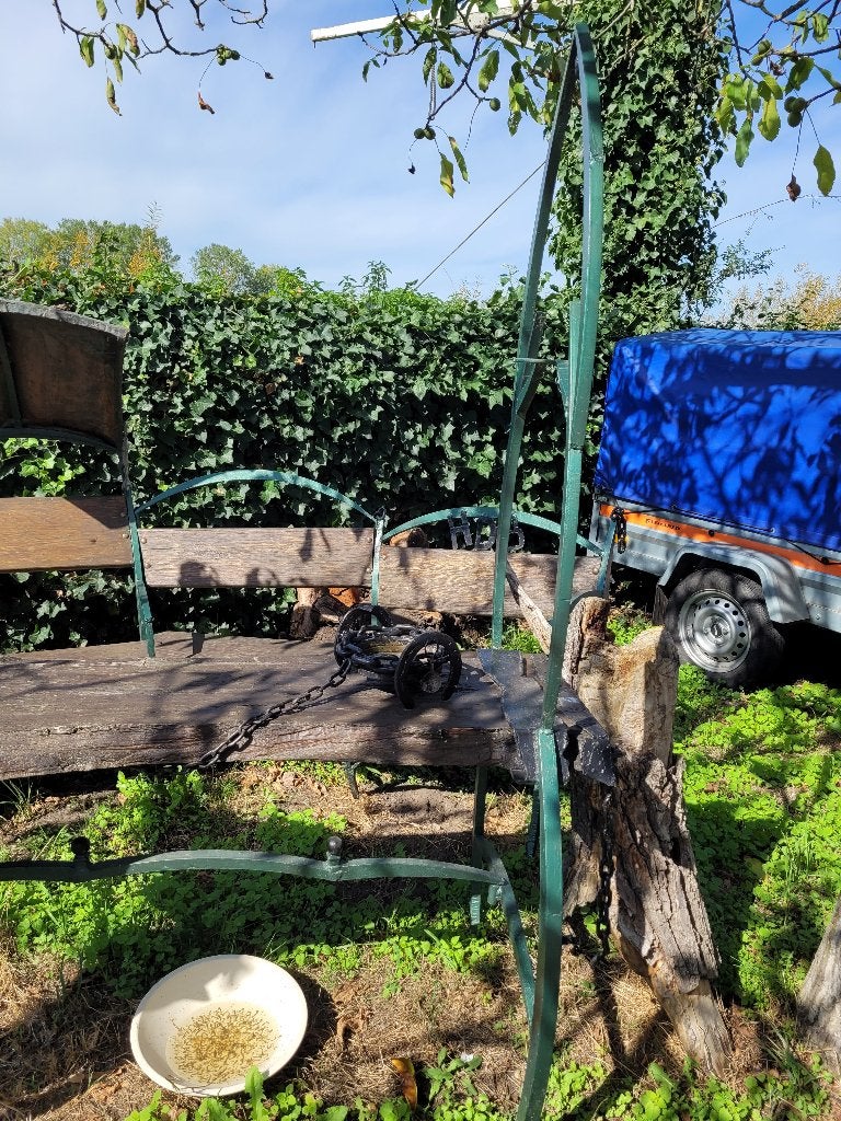 Tuinbank met tafel, Tuin en Terras, Ophalen, Gebruikt, Metaal