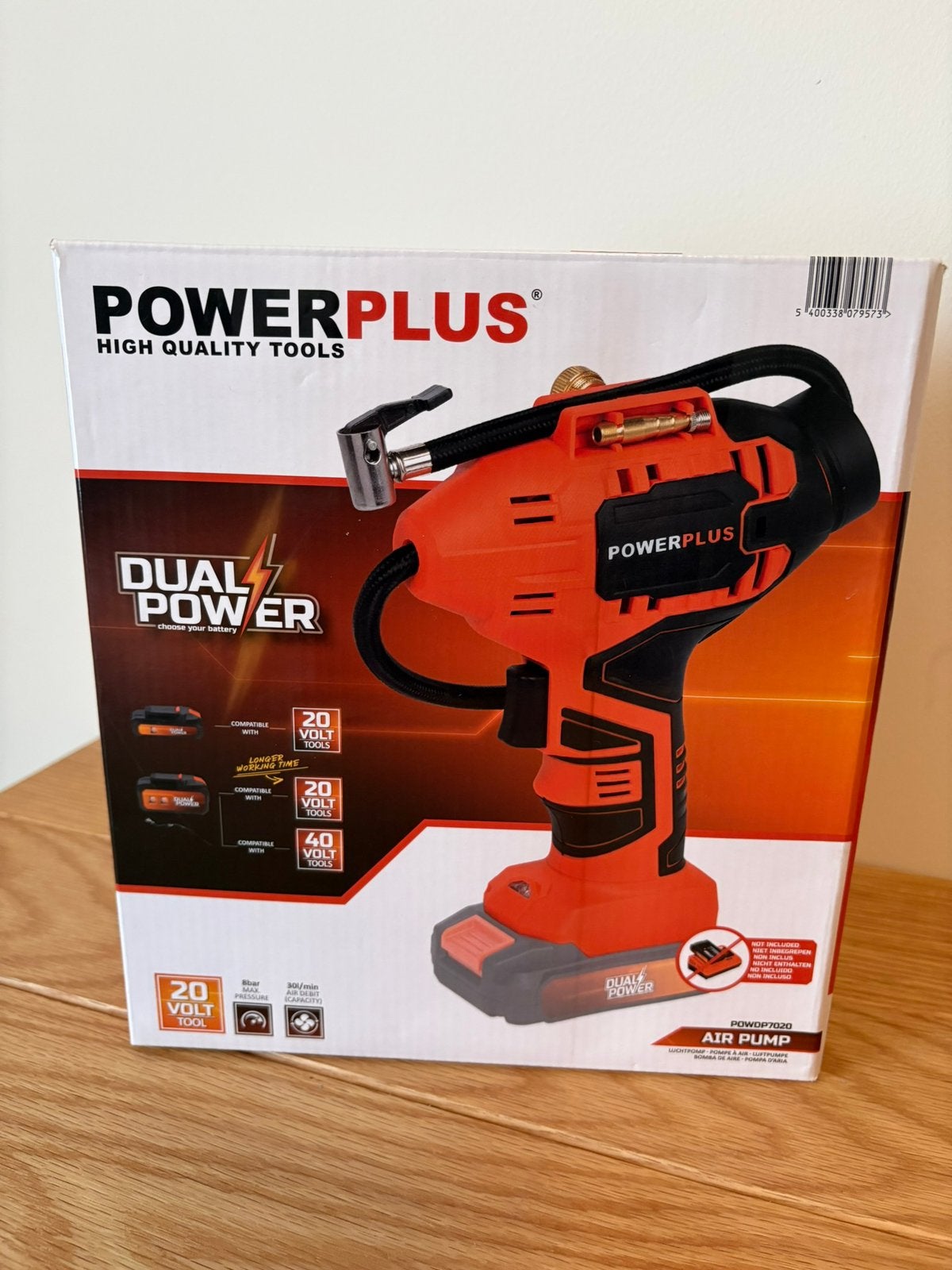 Powerplus 20V luchtdrukpomp, Ophalen, Zo goed als nieuw
