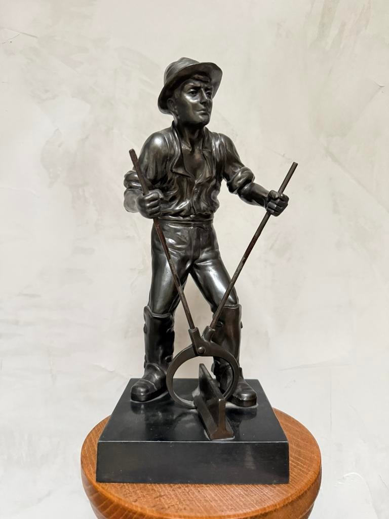 Brons/ metalen beeld van een smid arbeider, Antiek en Kunst, Ophalen, Brons