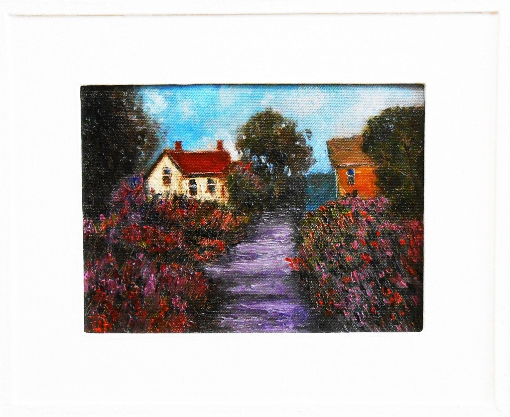« Maison dans les bois », Antiquités & Art, Art | Peinture | Moderne, Textile, Peinture à l'huile, Paysage, Passe-partout