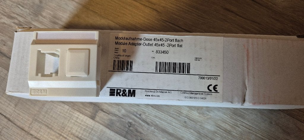 Module-adapteraansluiting 45x45 2-poorts plat, Telecommunicatie, Datacommunicatie en VoIP, Ophalen of Verzenden, Nieuw, Accessoires