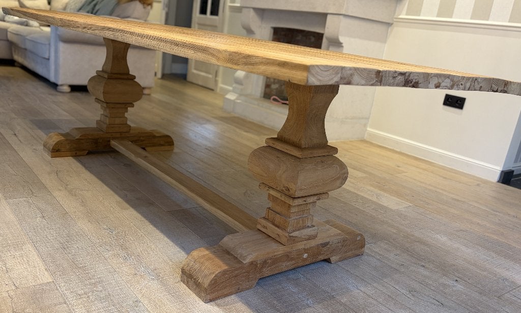 Oude eiken karaktervolle Kloostertafel - 240x100, Huis en Inrichting, Ophalen, 100 tot 150 cm, Eikenhout, Vijf personen of meer