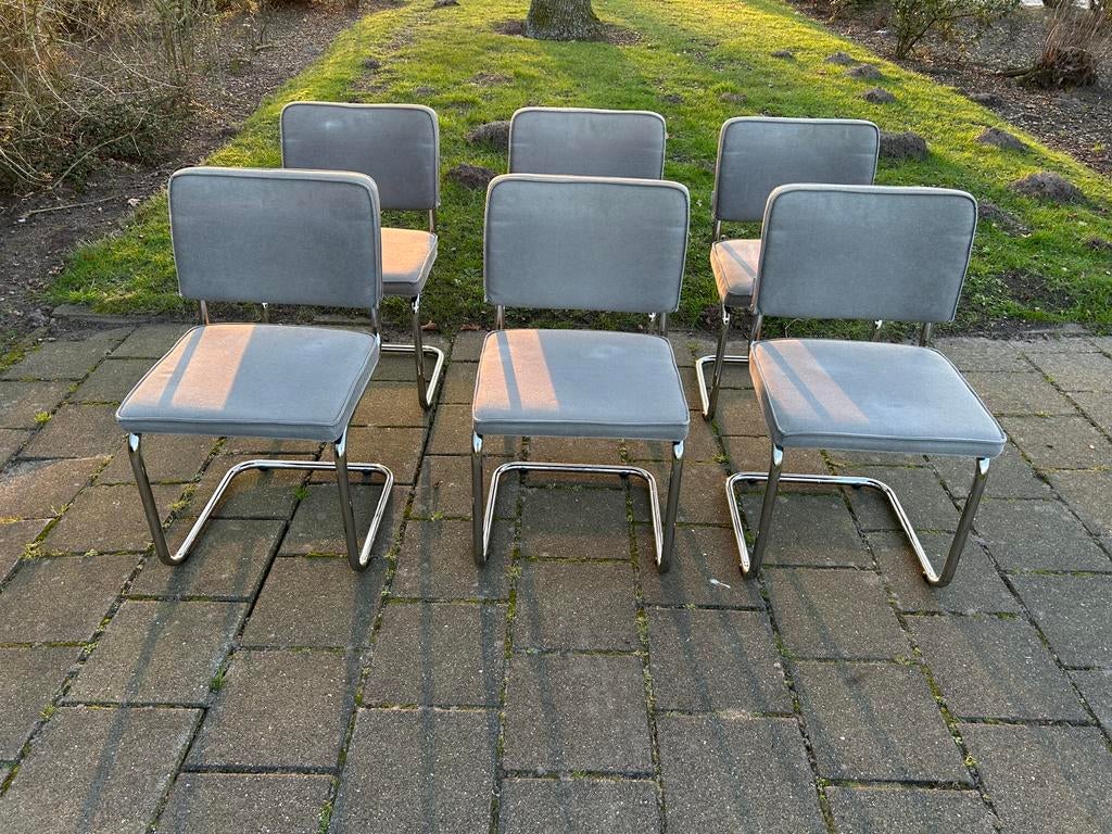 6 grijze Zuiver Ridge stoelen, Huis en Inrichting, Ophalen, Gebruikt, Stof, Grijs