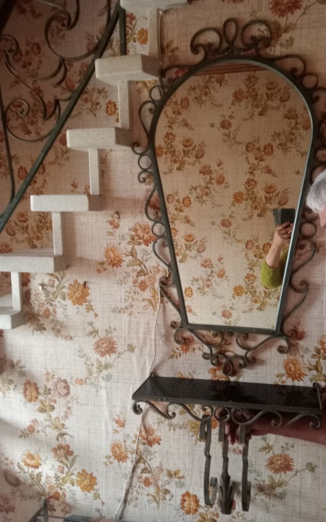 Miroir vintage fer forgé,console/rayonnage/applique murale, Comme neuf, Enlèvement, 50 à 75 cm, 100 à 150 cm