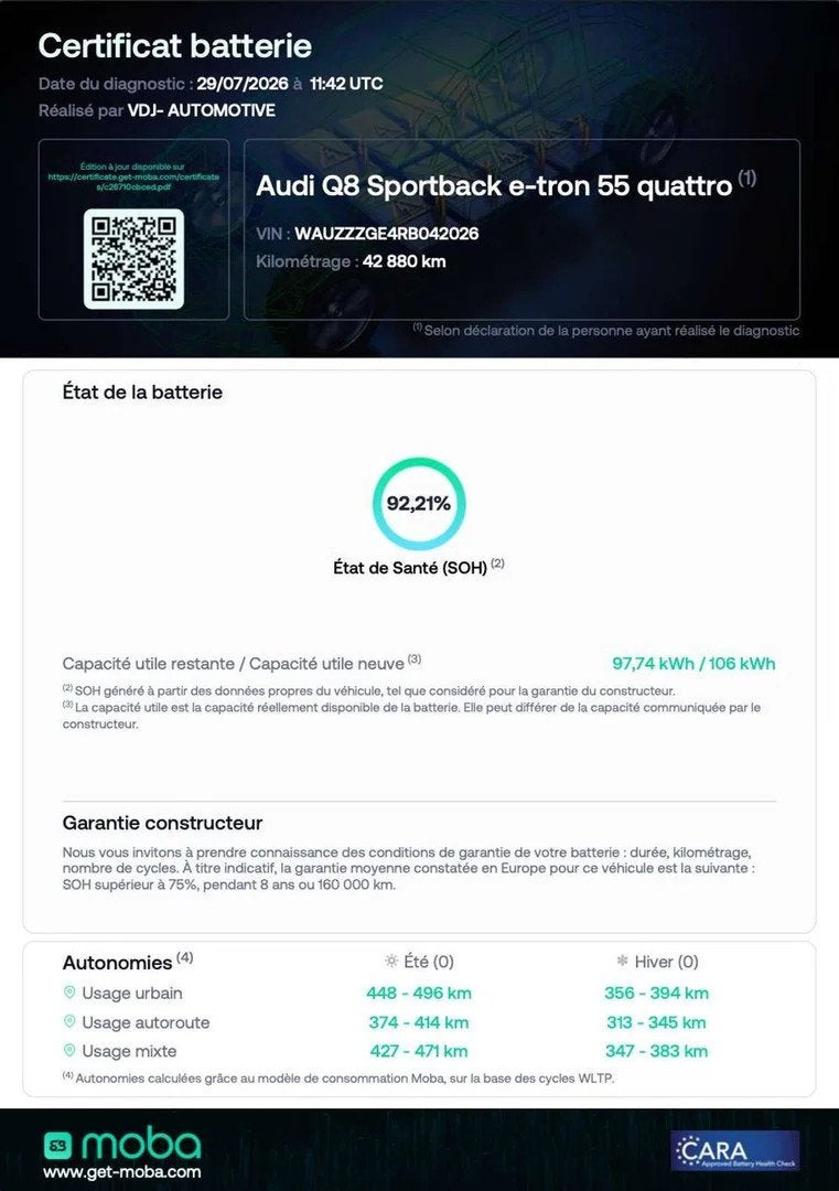 Audi Q8 e-tron 55 QUATTRO S LINE|PANO|ACC|LA|360|KEYLESS|, Autos, Cuir, https://public.car-pass.be/vhr/9538e3cc-c481-43e0-811c-afef09f514d9