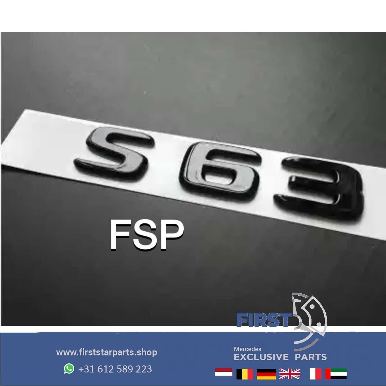 W222 W217 S63 LOGO ZWART EMBLEEM Mercedes S Klasse AMG 2010-, Gebruikt, -, Ophalen of Verzenden, Achter