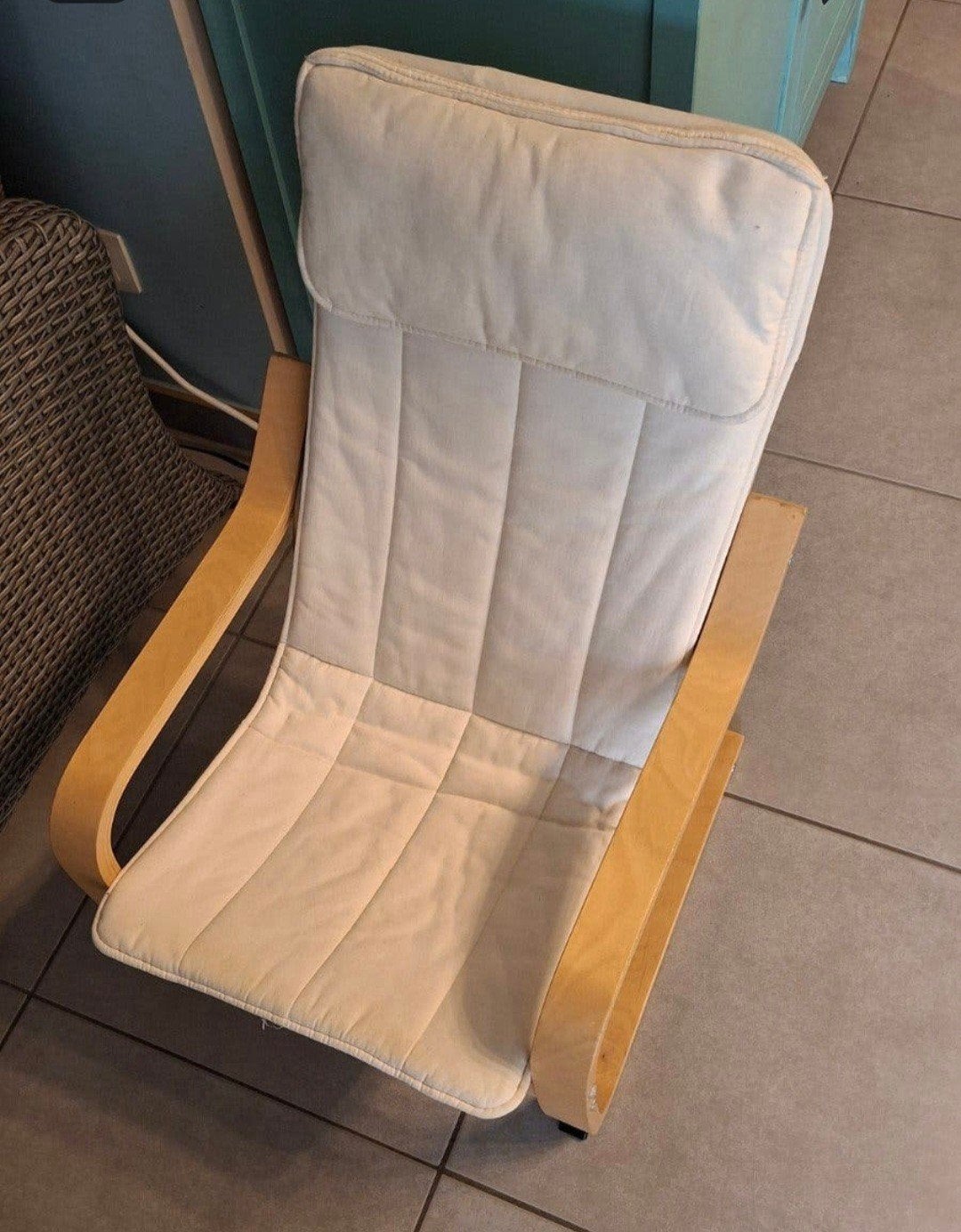 Houten kinderstoeltje ikea, wit kussen, Ophalen, Gebruikt, Stoel(en)