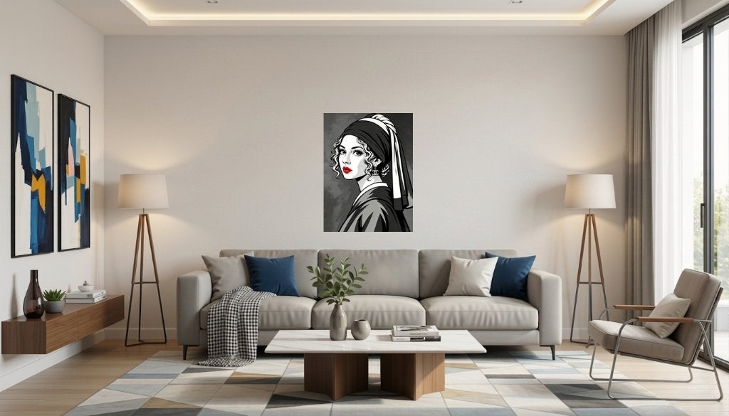 Vermeer Chanel 2026 „Het meisje met de parel” (60x80 cm), Giclée, Hout, Gesigneerd, Ophalen of Verzenden
