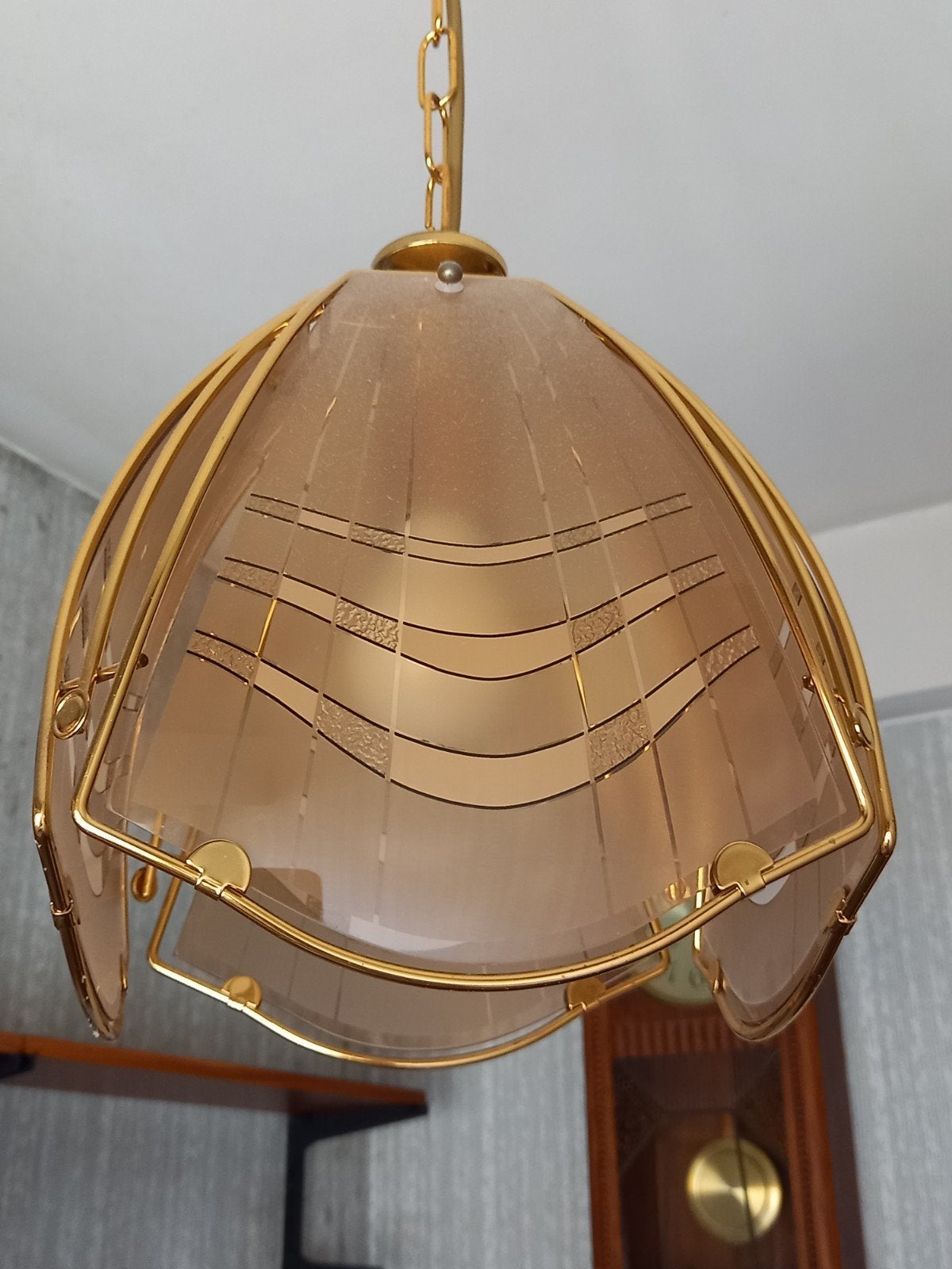 Art-deco stijl hanglamp., Huis en Inrichting, Lampen | Kroonluchters, Ophalen, Glas