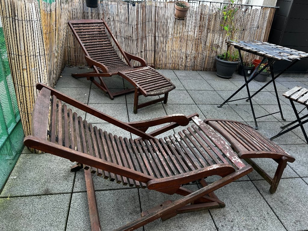 Chaise longue en bois  / Wooden terrace lounge chair, Jardin & Terrasse, Enlèvement, Utilisé, Bois, Réglable
