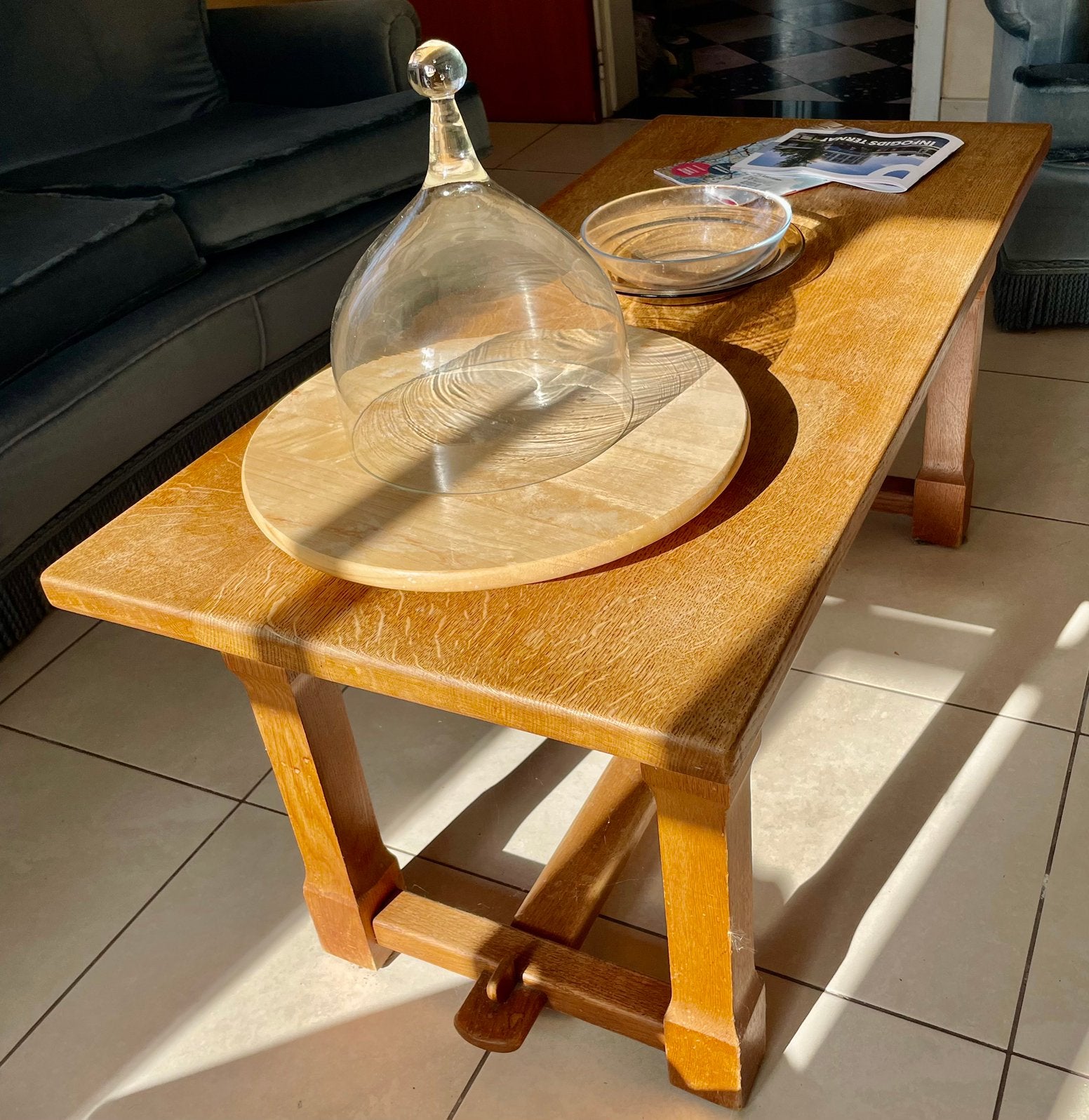 Table basse en chêne massif de style champêtre, Enlèvement