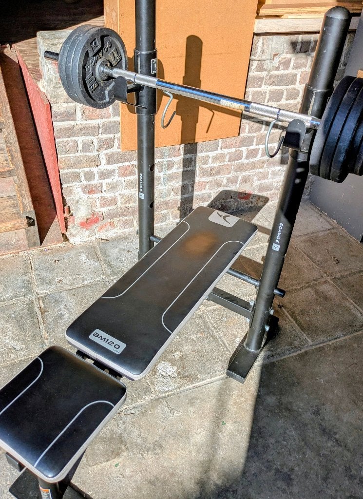 fitnis bank Met 40 Kg. gewichten, Sport en Fitness, Fitnessmaterialen, Ophalen, Gebruikt