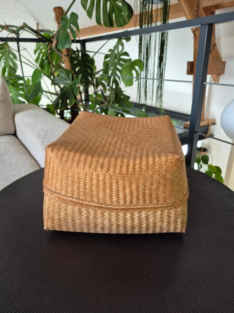 Grand panier de rangement en bambou avec couvercle, Enlèvement ou Envoi, Panier