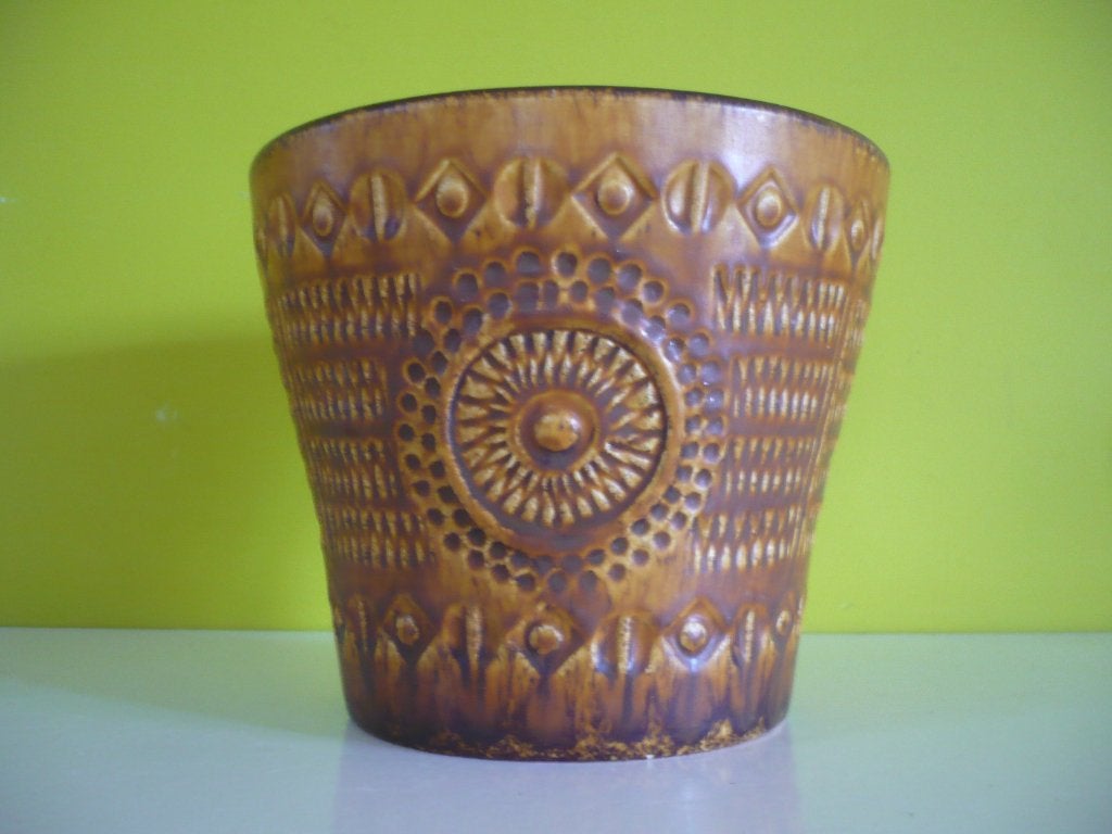 Knappe vintage Bay keramik west-germany bloempot, Enlèvement ou Envoi, Moins de 25 cm, Utilisé, Moins de 40 cm