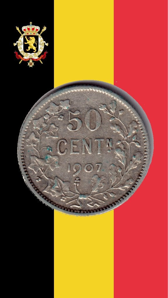 50 cents 1907 VL (point) - Léopold II, Timbres & Monnaies, Monnaies | Belgique, Monnaie en vrac, Argent, Argent, Envoi