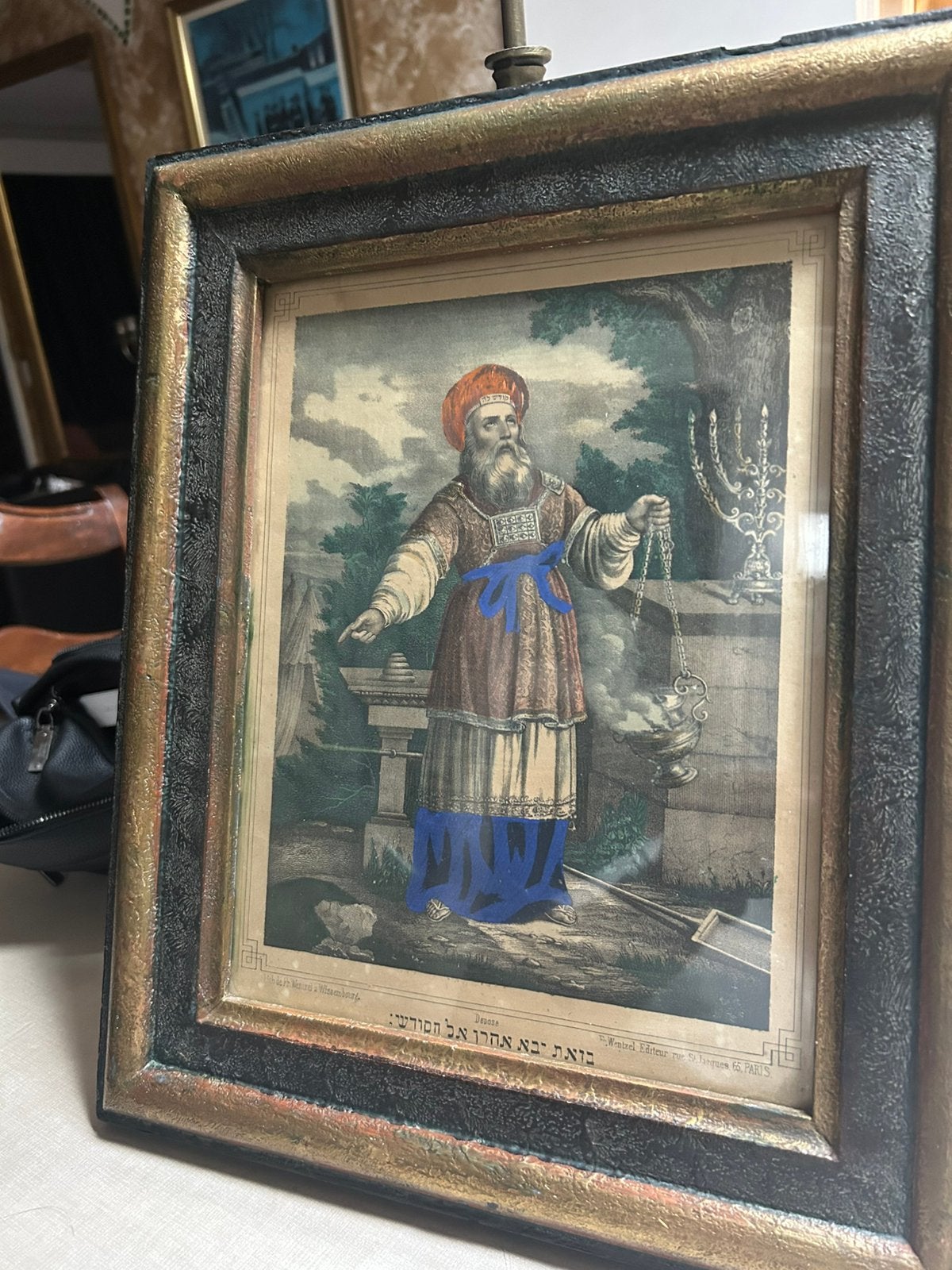 Ancienne chromolithographie Judaïca, Enlèvement, Signé, Impression