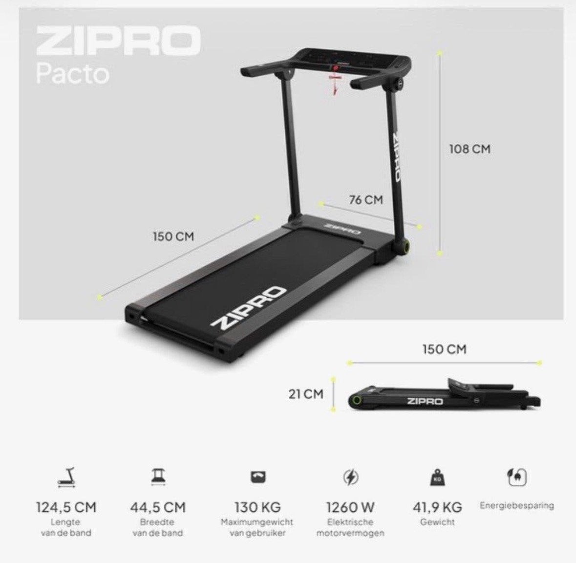 Zipro pacto loopband 0-16 km/uur, Sport en Fitness, Ophalen, Zo goed als nieuw