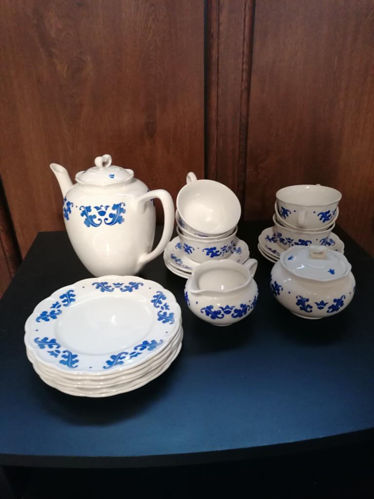 Vintage Boch Déco koffieset met eikenblad, Antiek en Kunst, Antiek | Servies compleet, Ophalen