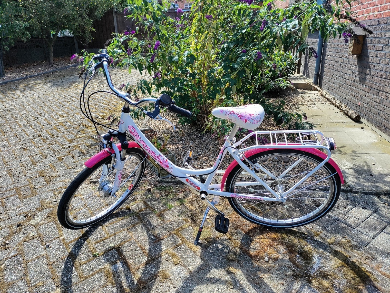Leuke Oxford meisjesfiets 24" inch wit, roze, bloemen, Ophalen, 24 inch, Oxford, Versnellingen