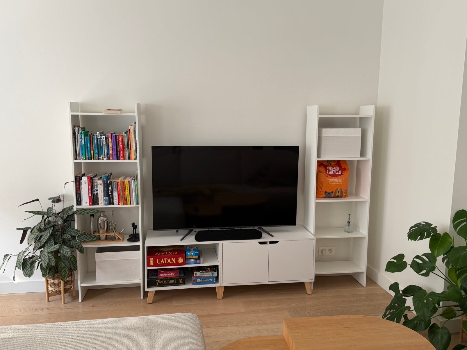 Meuble TV blanc + etagères, Enlèvement, Comme neuf