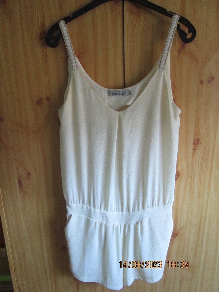 Combishort à bretelles couleur crème « IT Hippie » T : M/L, Kleding | Dames, Jumpsuits, Wit, Zo goed als nieuw, IT Hippie, Ophalen