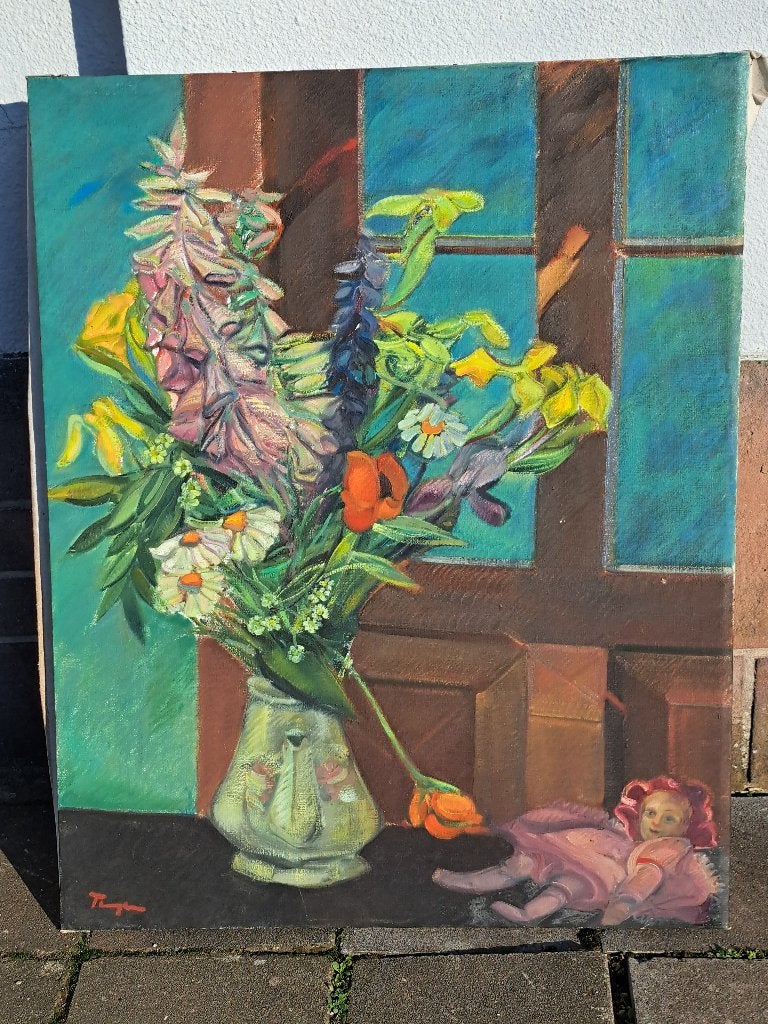 huile sur toile fleurs signe, Enlèvement