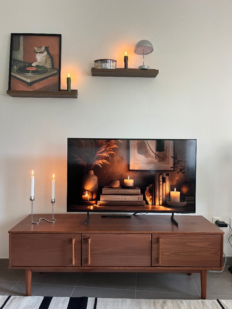 Meuble TV minimaliste en noyer, 25 à 50 cm, Comme neuf, Enlèvement, Minimalist walnoten vintage classy