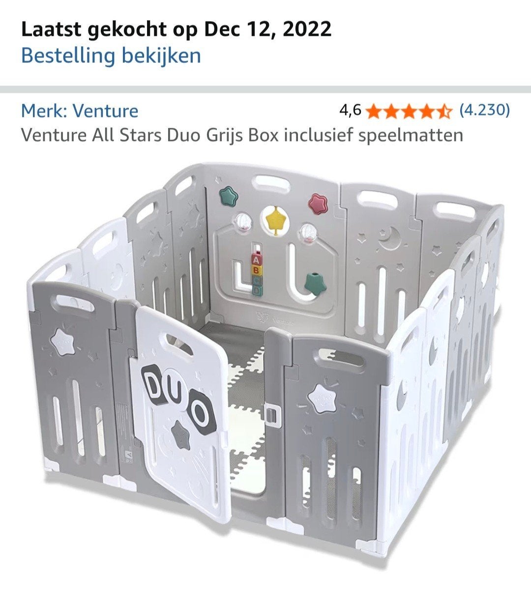 Speelpark – Grijs/Wit, Ophalen, Zo goed als nieuw, Vierkant