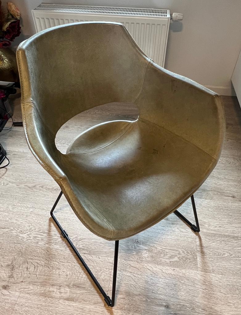 Design Eetkamerstoel, Maison & Meubles, Chaises, Autres couleurs, Enlèvement, Utilisé, Cuir
