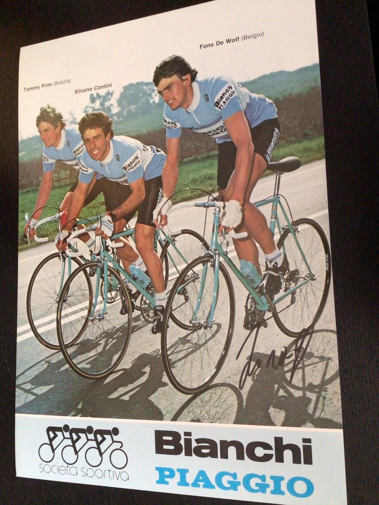 wielerkaart poster   1983 team bianchi fons de wolf signe, Verzenden, Zo goed als nieuw