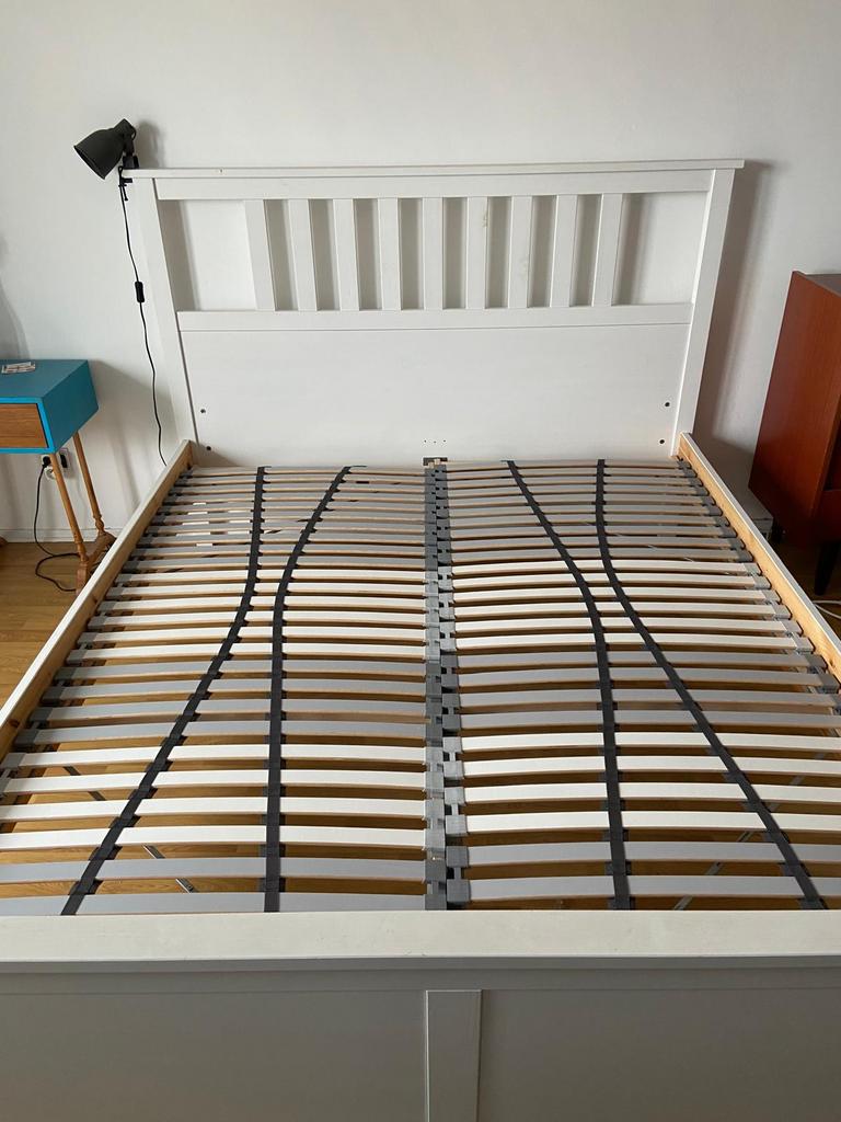 IKEA HEMNES bed met LONSET lattenbodem 200x160 cm, Huis en Inrichting, Slaapkamer | Bedden, Ophalen, Wit, Zo goed als nieuw, 200 cm