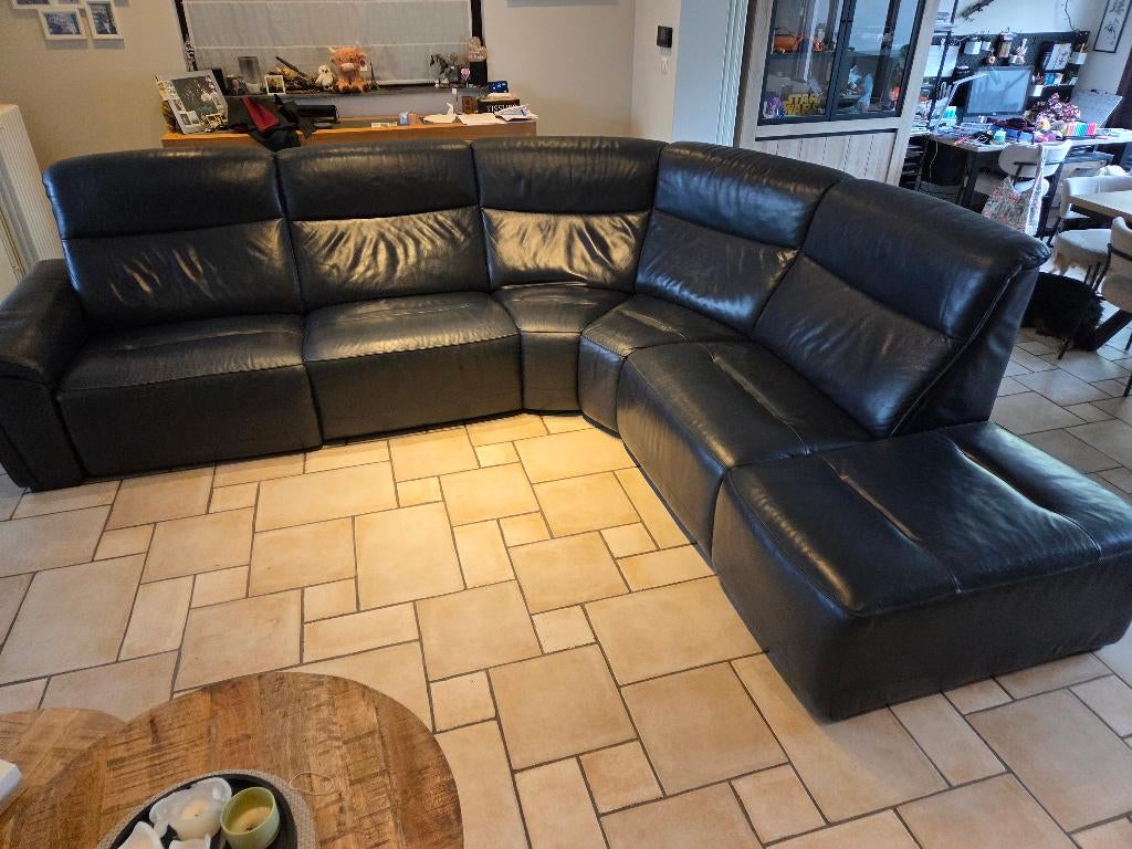 Lederen hoeksalon, Huis en Inrichting, Ophalen, Zo goed als nieuw, Leer