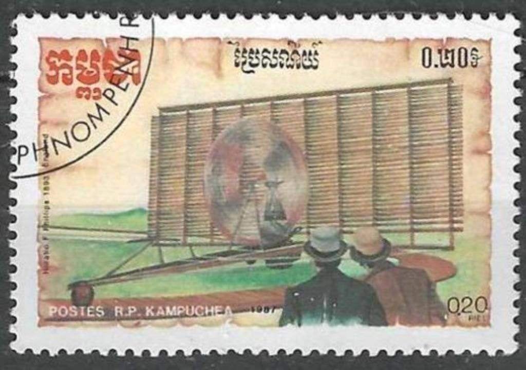 Kampuchea 1987 - Yvert 744 - Luchtvaart in het verleden (ST), Postzegels en Munten, Verzenden, Gestempeld