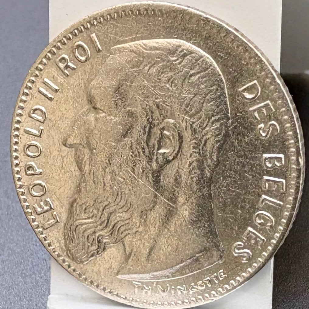 50 Centimes AgCu - Brede Baard - LeopoldII - 1909, Postzegels en Munten, Zilver, Ophalen of Verzenden, Losse munt, Zilver
