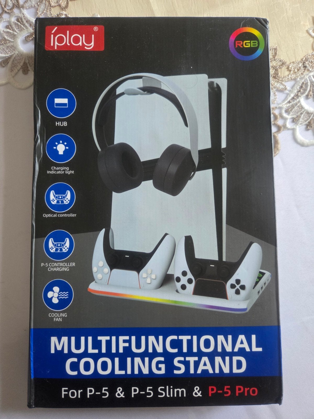 Socle pour  ps5 avec ventilateur  et lumière rgb