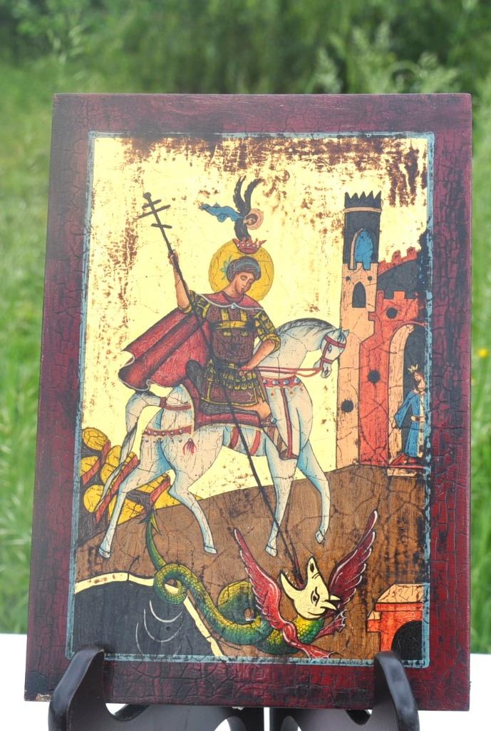 icone peint main saint george, Antiquités & Art, Enlèvement ou Envoi