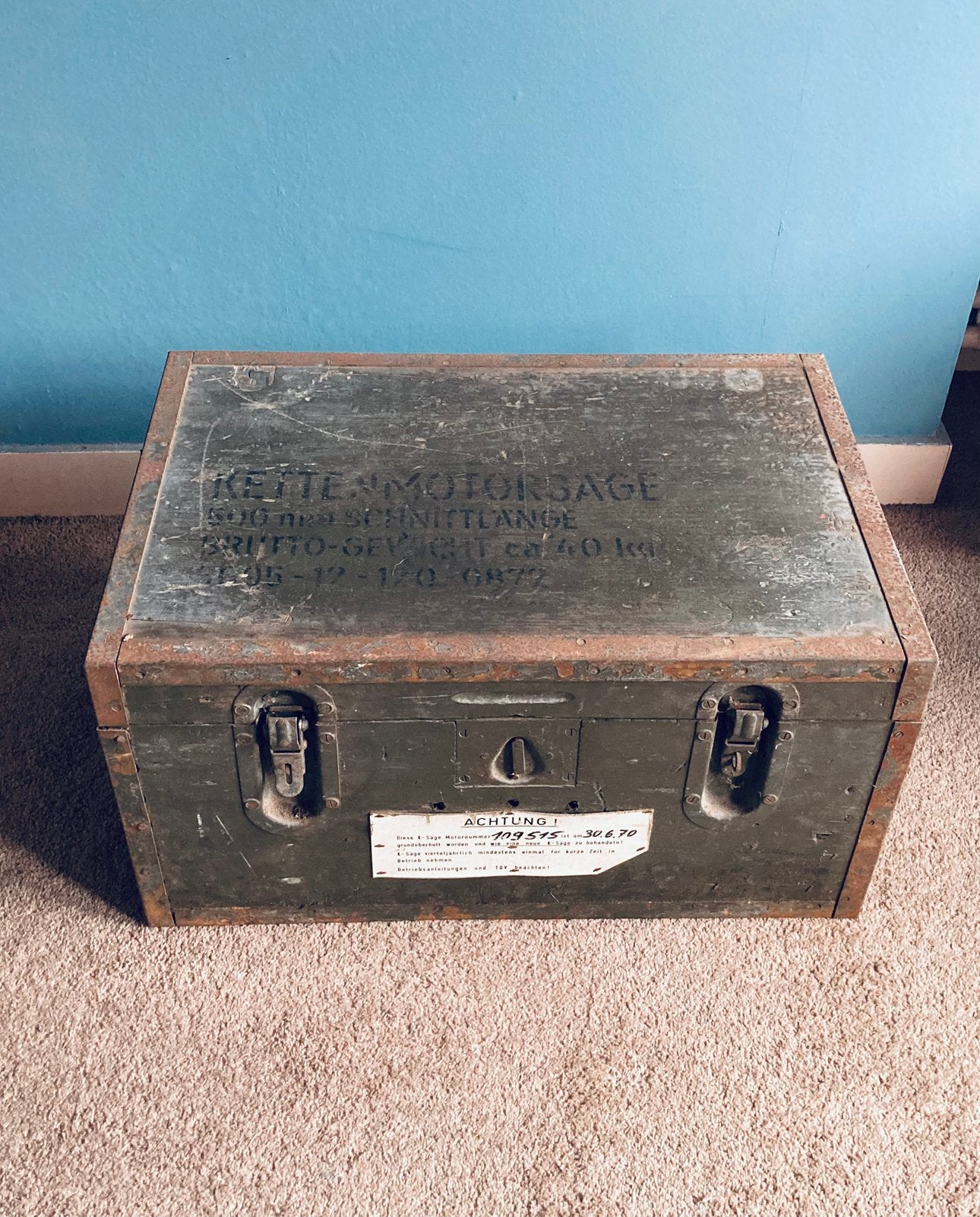 Originele Bundeswehr Transportkist Kettingzaag (1970), Ophalen, Landmacht, Kist of Geocache