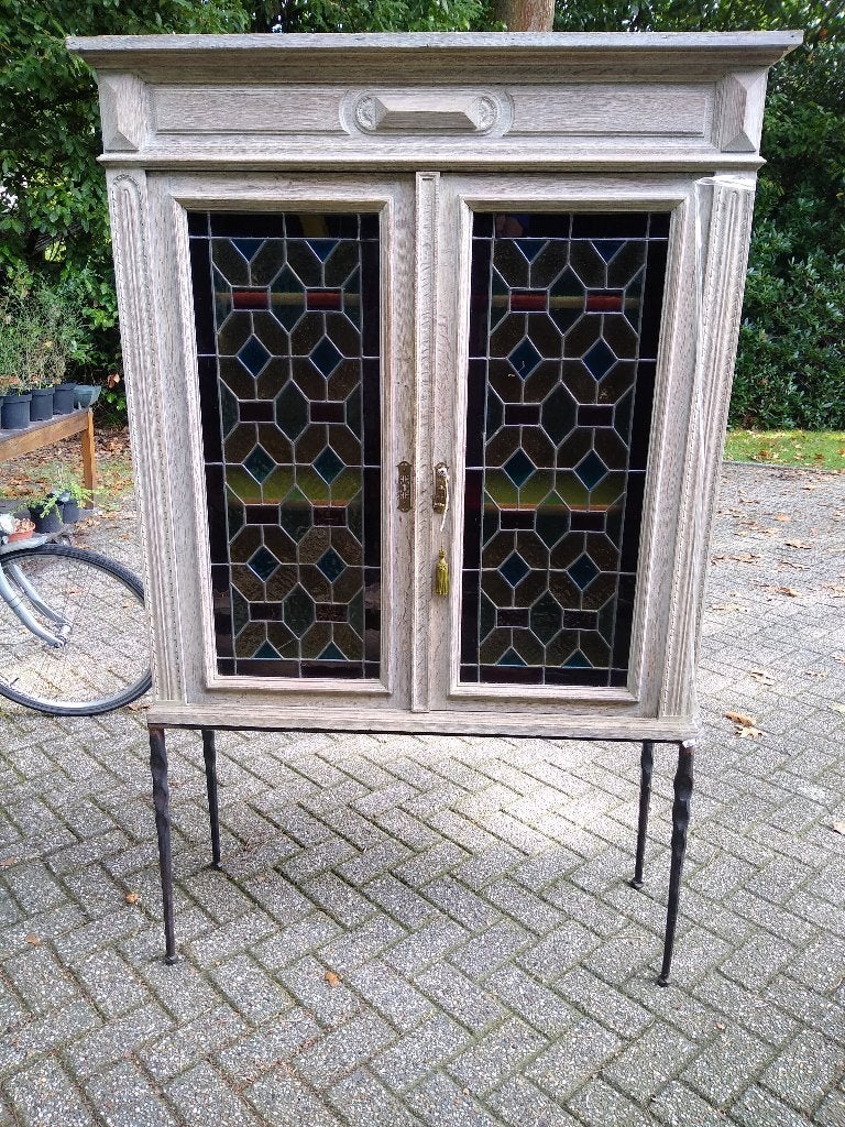 Buffetkast met loodglas, Huis en Inrichting, Ophalen, Gebruikt, Overige houtsoorten