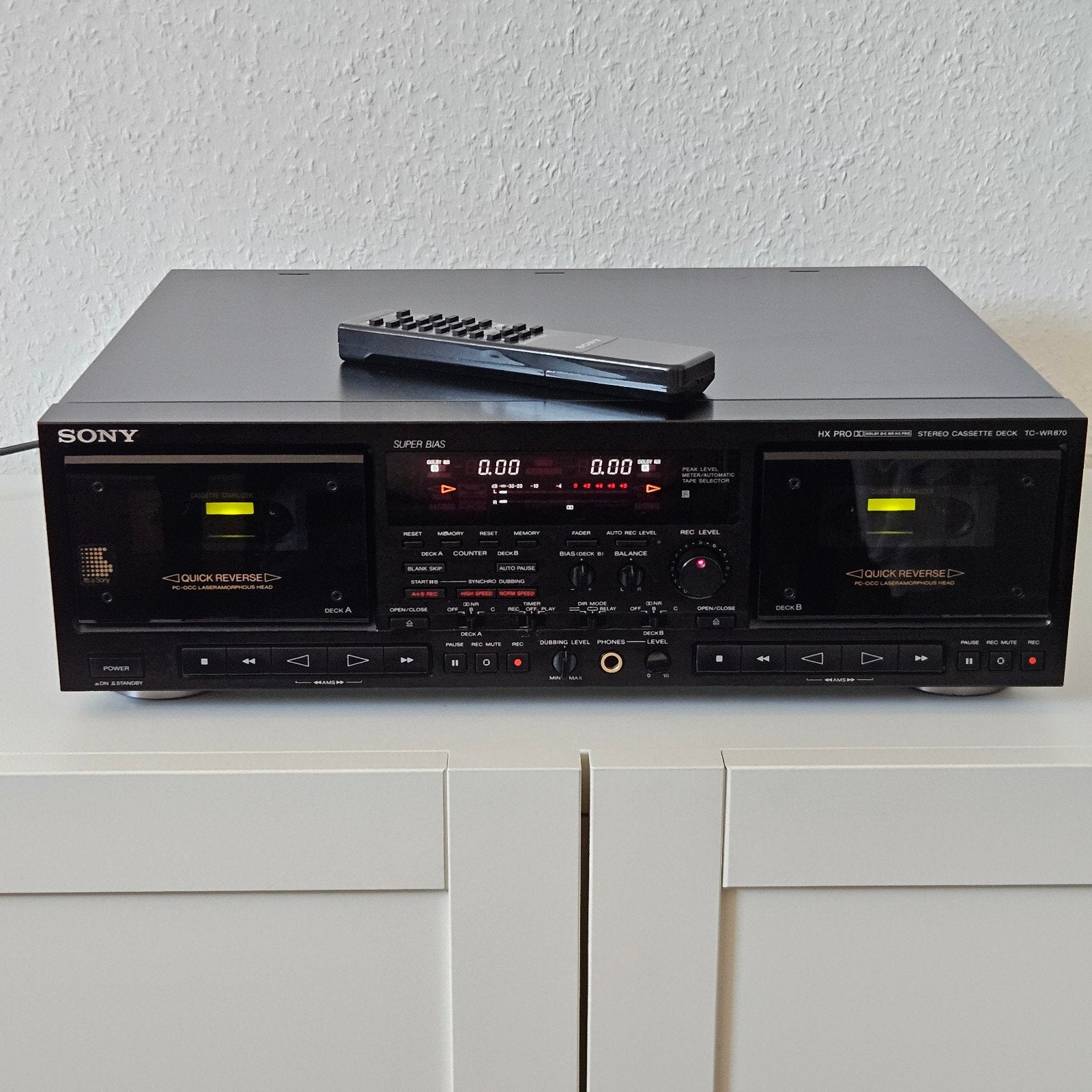 Sony TC-WR870 Dubbel Cassettedeck met Afstandsbediening, TV, Hi-fi & Vidéo, Decks cassettes, Enlèvement ou Envoi, Double, Sony