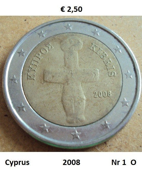 2 euromunten cyprus, Postzegels en Munten, Munten | Europa | Euromunten, Ophalen of Verzenden, Cyprus, 2 euro, Losse munt