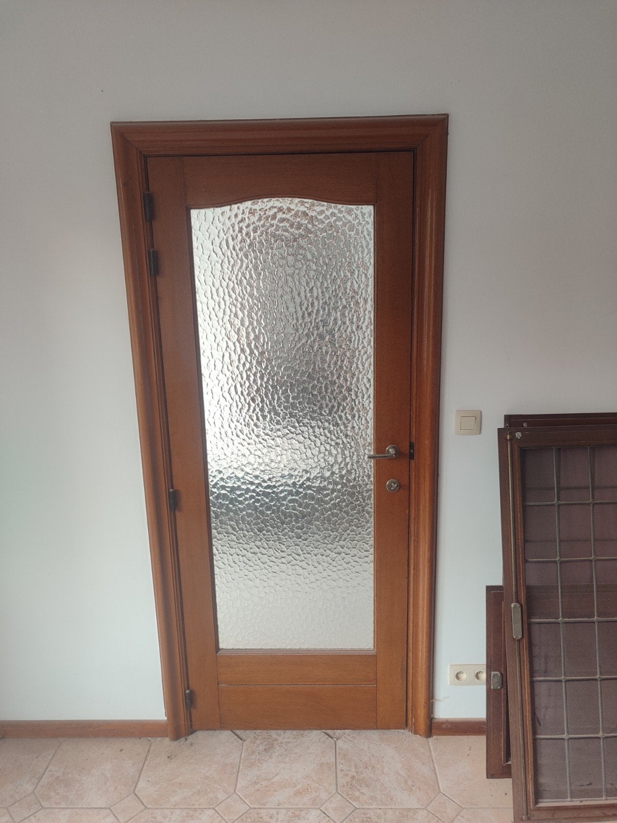 porte et ebrasement en chêne massif, Bricolage & Construction, Vitrail, 160 cm ou plus, Enlèvement, Utilisé